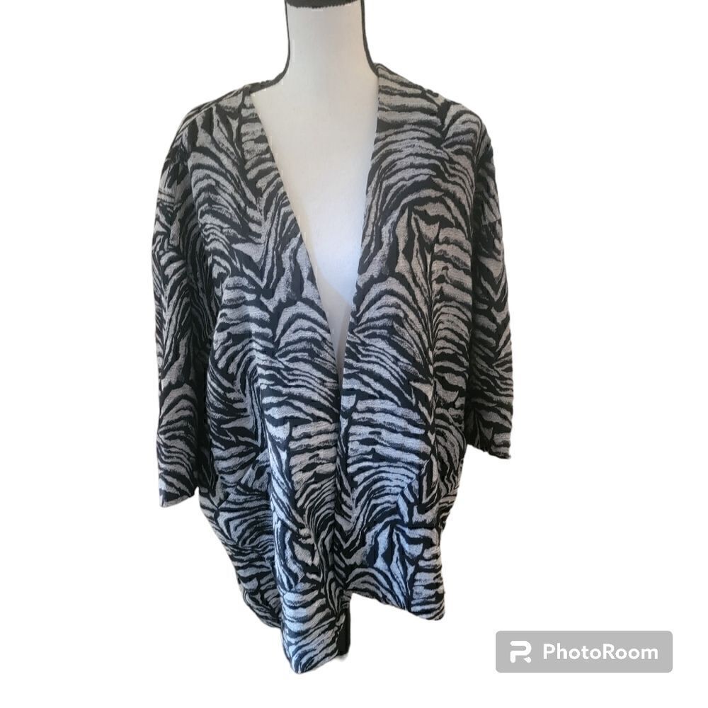 Zara Zebra Print Woven Kimono Open Jacket. Size M. - Picture 10 of 11